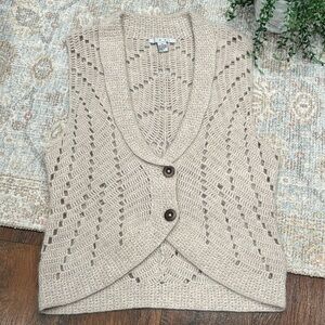 CAbi Beige Openwork Knit Vest